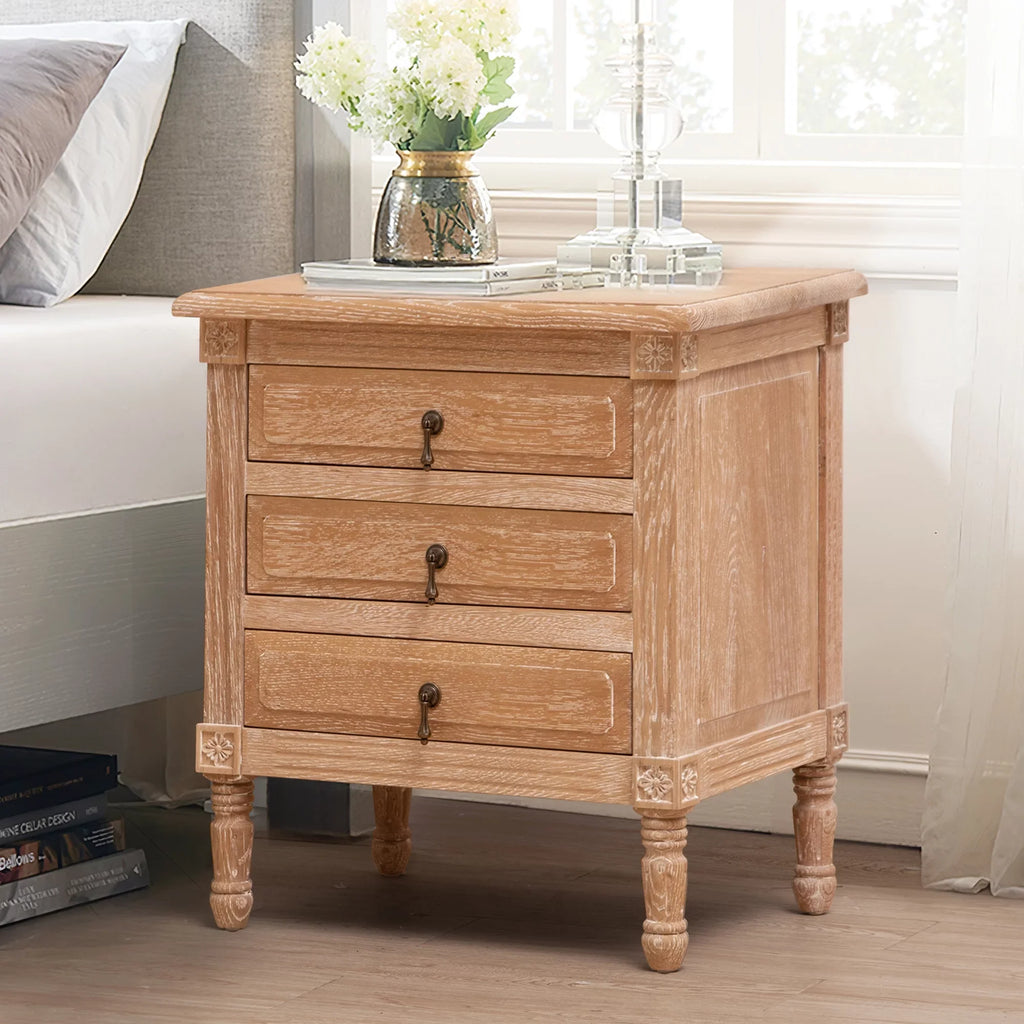 Nightstand Furniture 3 Pellebant Bedroom Oak with Drawers