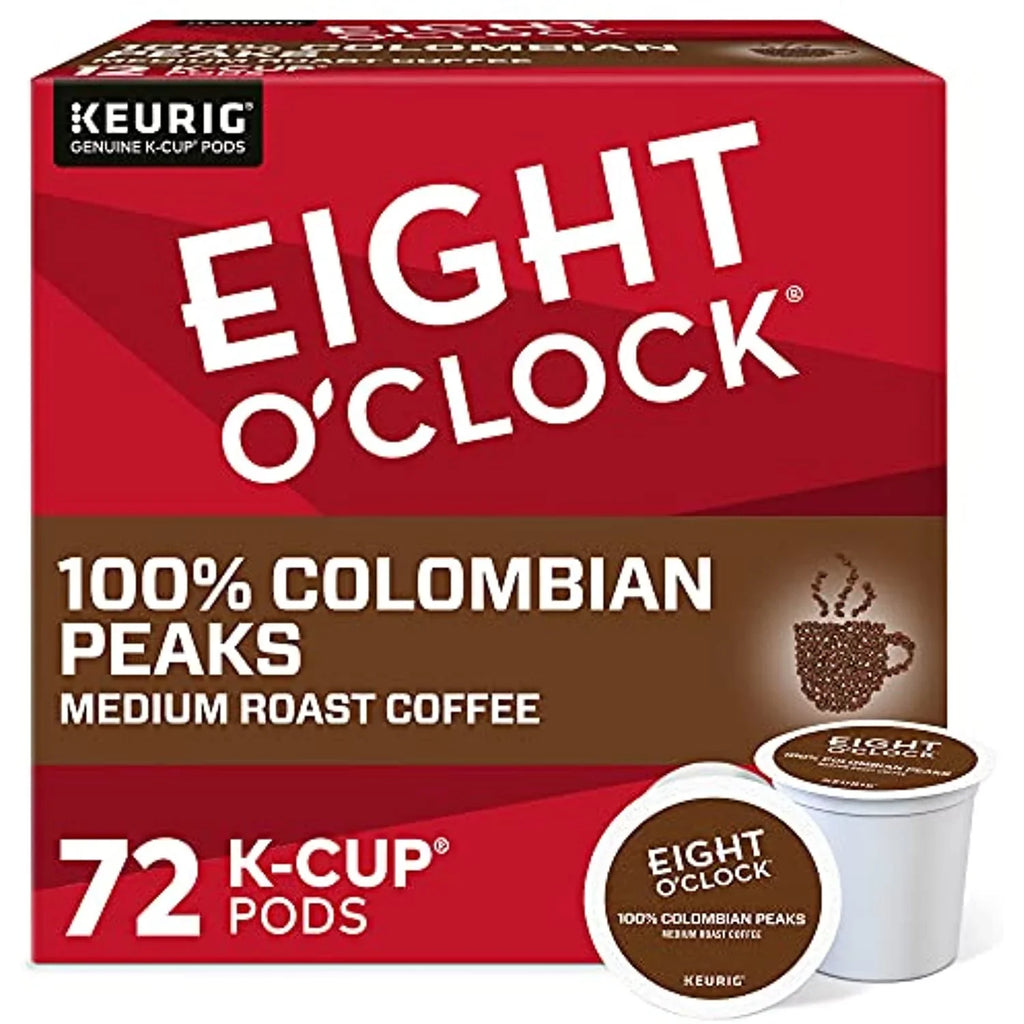 72 K-Cup Coffee Medium Colombian Pods, Oclock Eight Coffee, Roast Keurig Count Single-Serve Peaks