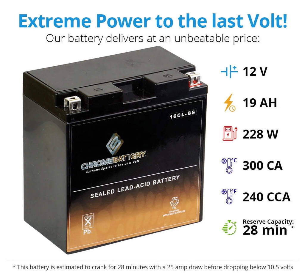 Battery Battery Yb16cl-bs Jet Sc Jl650 for Ski Chrome Cc Kawasaki 91-'95