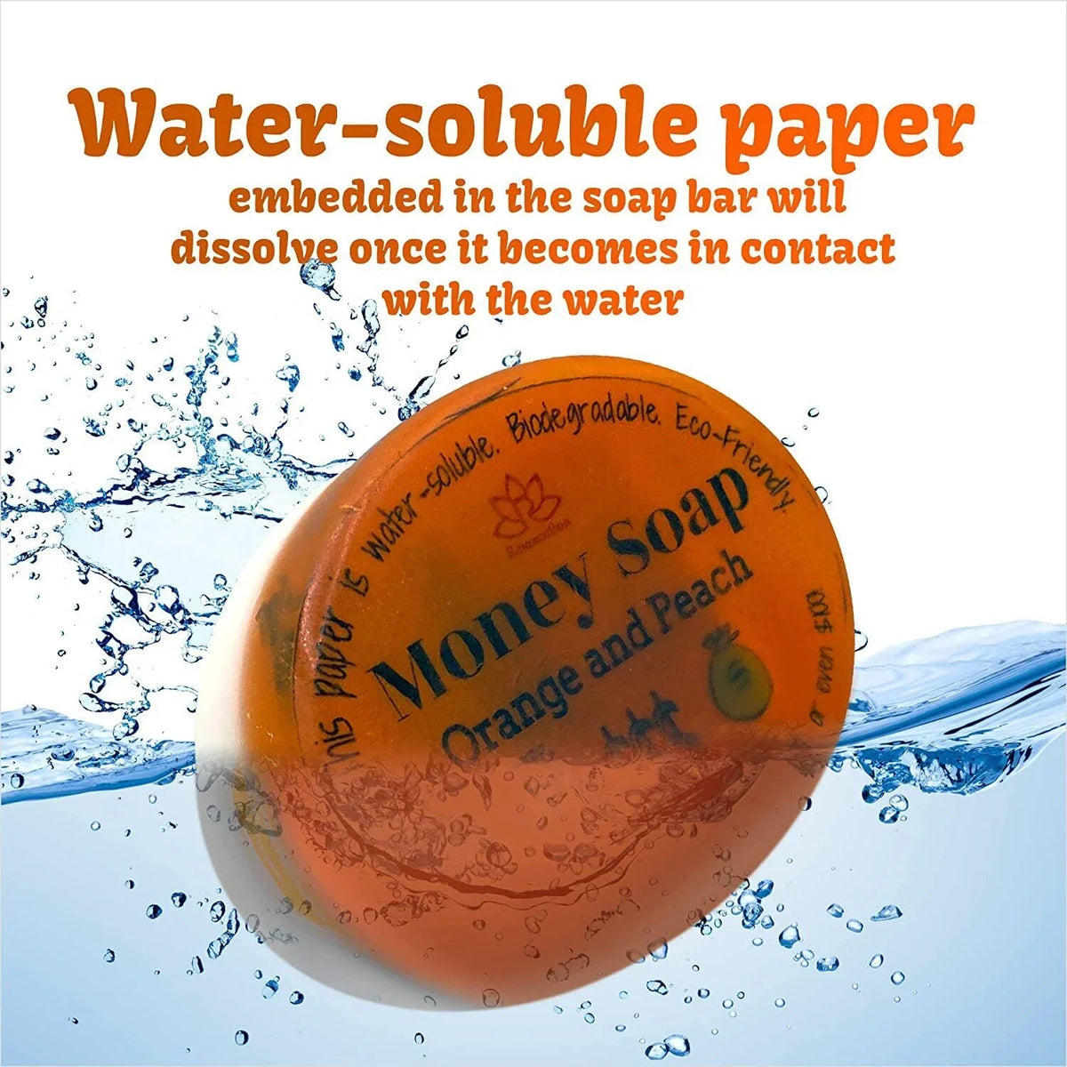Money Peach Soap with and Inside Real Bar Orange Glycerin
