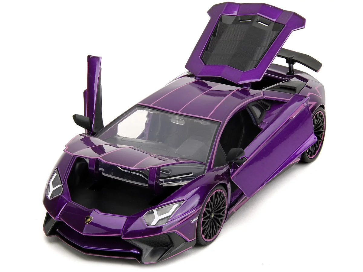 Jada Aventador Pink Series 1/24 Candy Lamborghini Diecast by with Graphics Slips" Model "Pink Car Purple