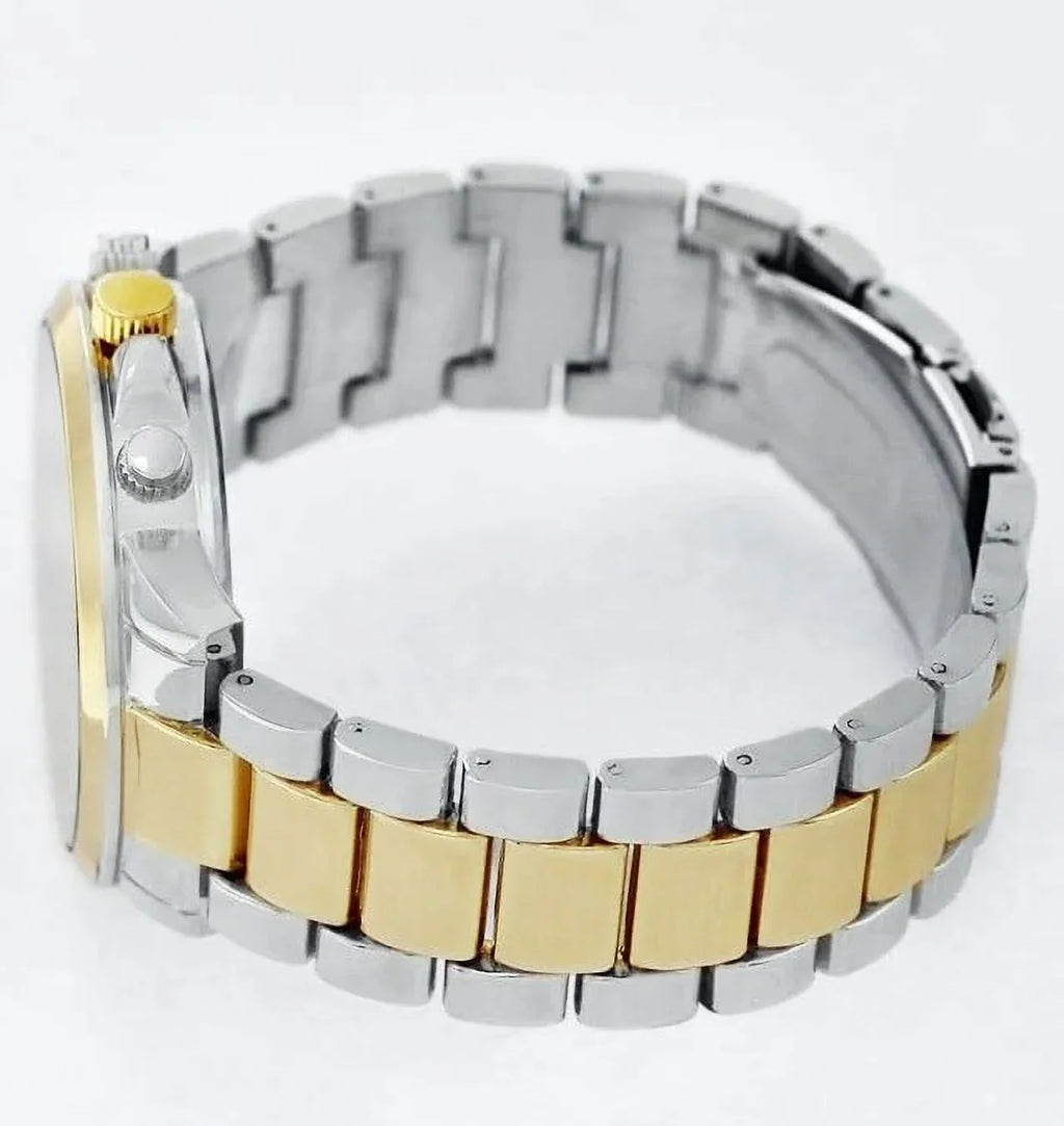 Dress Tone/Blue) Fashion Metal (Two Quartz Montres Band Carlo Sports Watch Luxury Men's 45mm