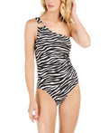 Women One-Piece Underwire Zebra-Print 16, Michael Swimsuit, One-Shoulder One-Shoulder Kors Female, Strap