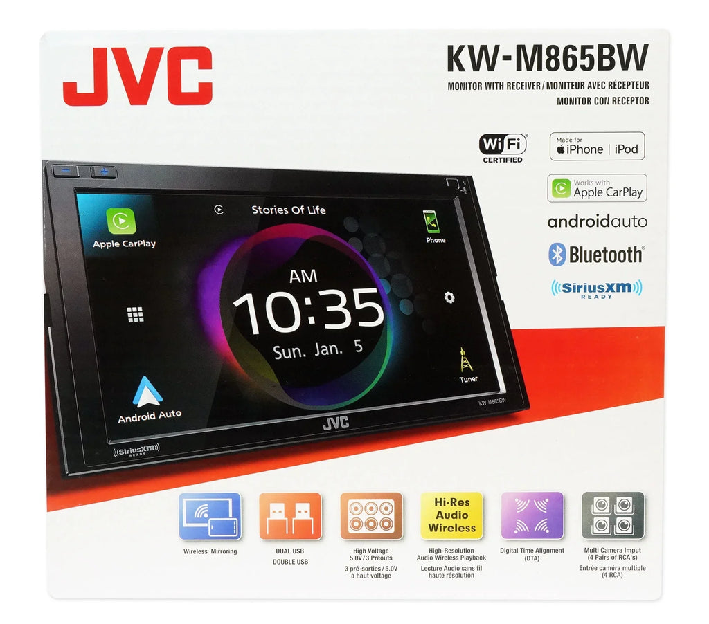 in-Dash Carplay, with 6.8-inch -M865BW Auto, Android Siriusxm All-Digital Mobile Receiver Media Apple and Ready Bluetooth, Double-Din