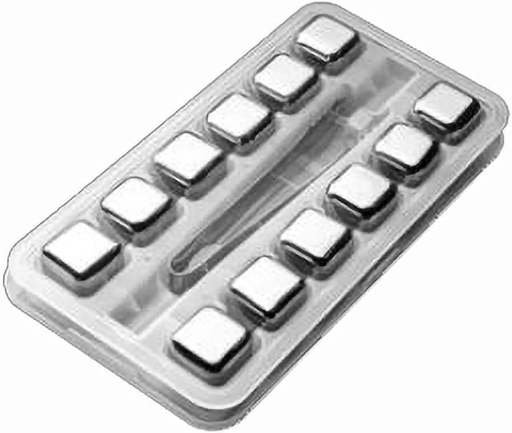 Ice Cube Scotch Stainless Whisky Gin Chilling Women(Size:12 Men Metal Party Steel Rocks Tonic Whisky Wine Reusable Pieces,Color:Square) Drinks for Stones Cooling