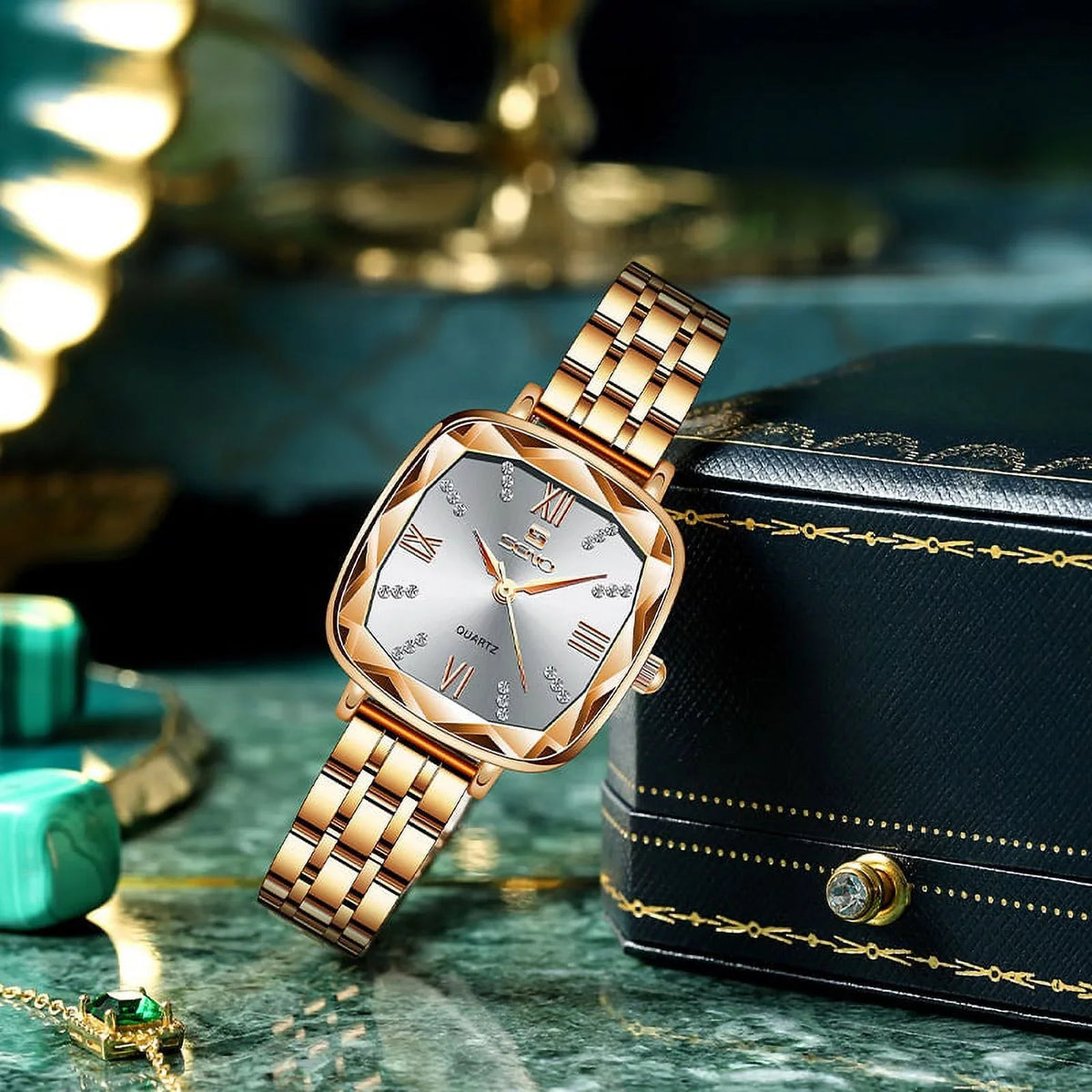 For 2022 Wrist Watch Stainless feminino Gold relogio Female Lady Watches Luxury Women Square Clock Steel Women Watch Rose Brand