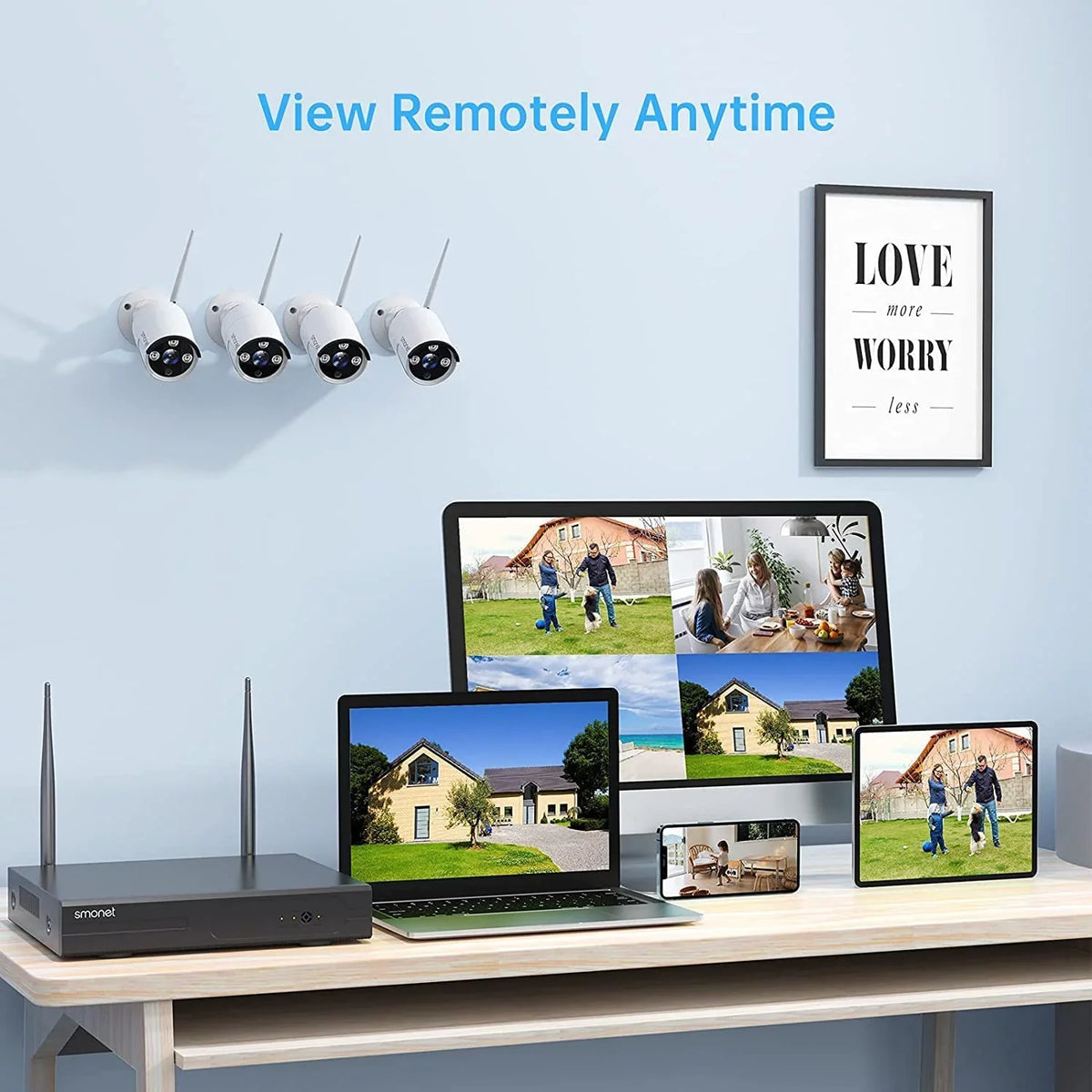 Indoor System Surveillance Channel Security 2TB , Vision, Audio than 8 1080P,Night 3MP Detection Outdoor Wireless WiFi System,Clearer Cameras 4Pcs Kits, Human with Camera with
