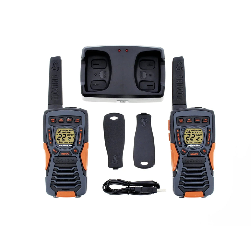 Talkies ACXT1037R- 37-mile (2-Pack) Two-Way Cobra Range Radios Rechargeable Walkie Floating, -