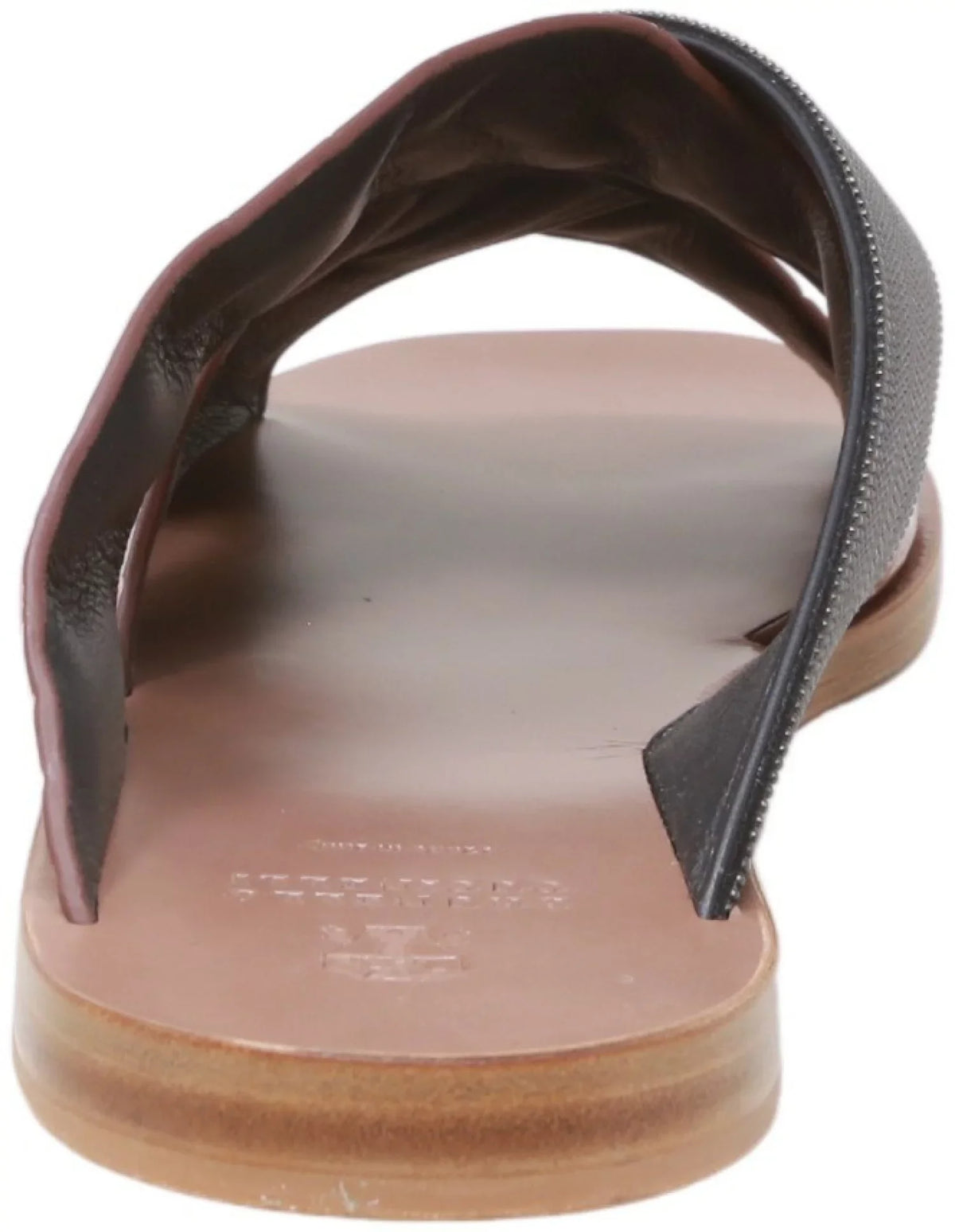 Snake - 7 Leather Sandal Women's Sliders M / Metallic Black Lizard-Effect Brunello Cucinelli
