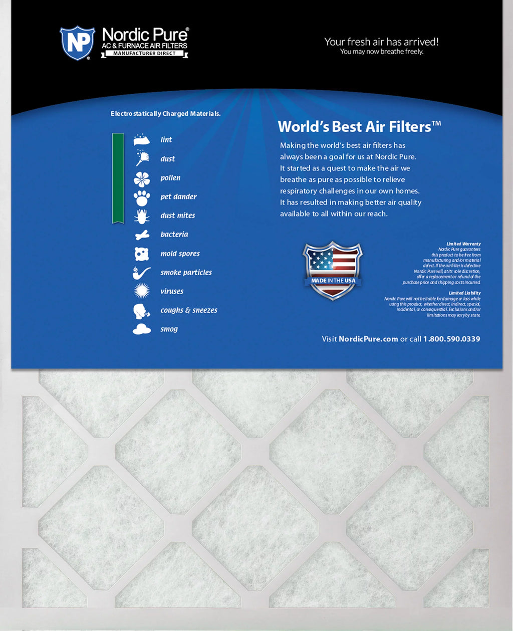 (24_1/2x24_1/2) Green Furnace Filters Pure 25x25x1 Eco-Friendly Air 3 Pack