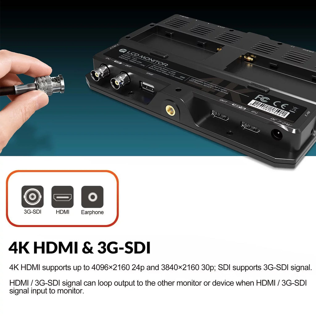 Brightness 4K with Sunlight 3D Camera Input for Functions 7 3G Taking 4K Inch Full On Support Monitor H7S Creatin Ultra Resolution Viewable 1800nit Output Photos