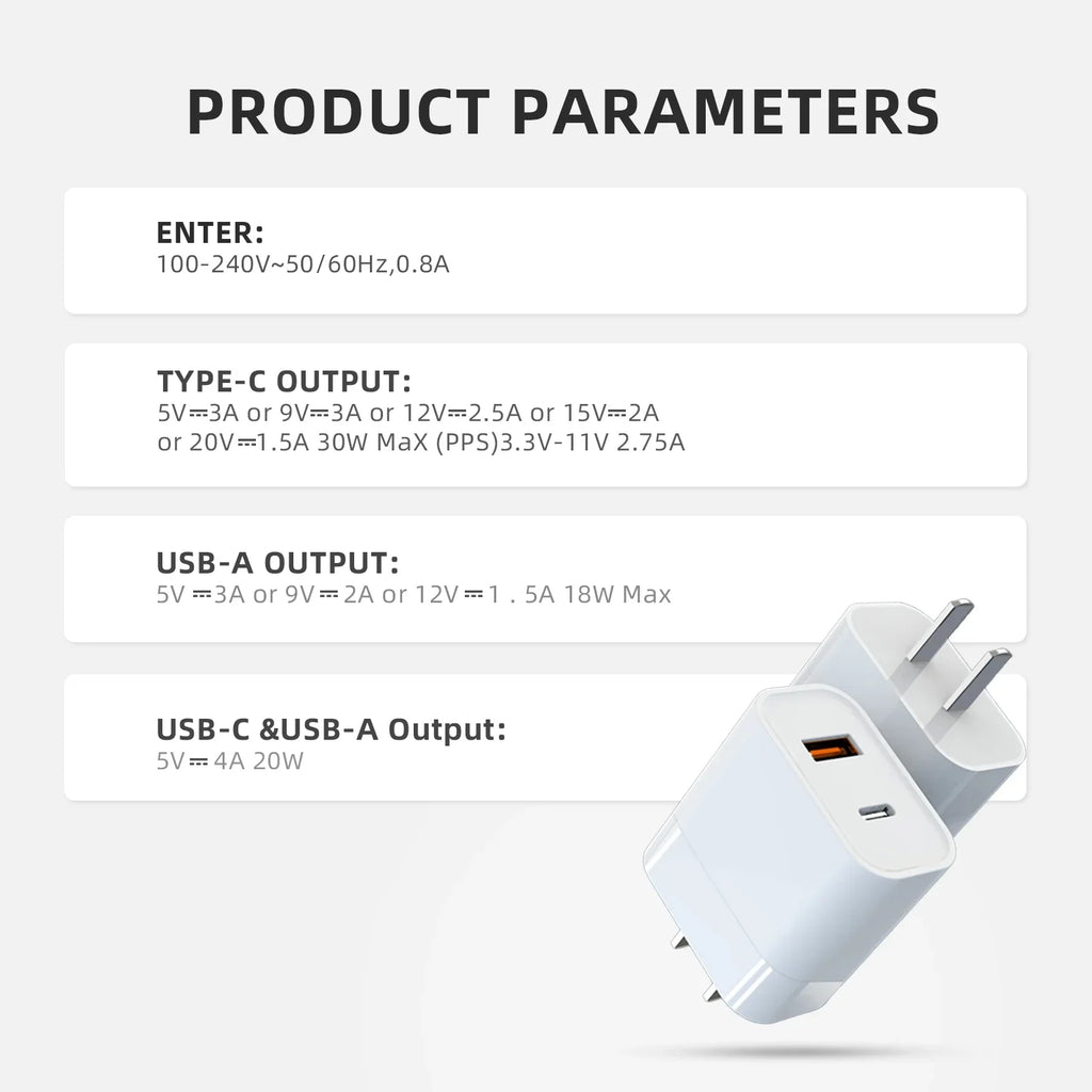 30W Dual-Port Parts Pro Type-C with Charging Cable 2/Mini for Mini 3 Charger Charging