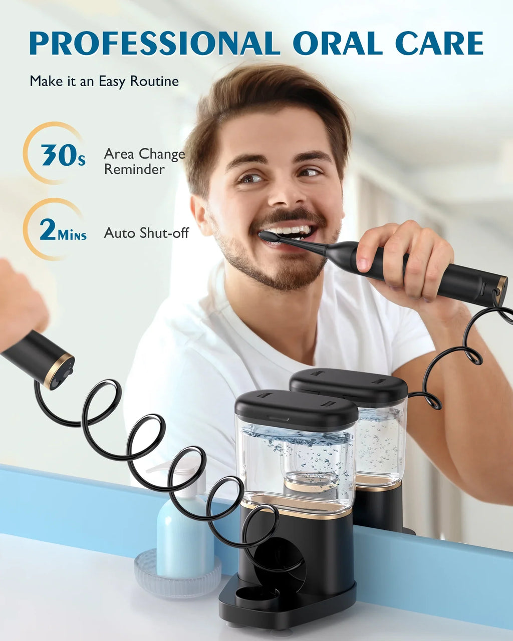 Levels Moisture Life, IPX7 Teeth, 2 5 Toothbrush Moistureproof 500ML, Gums, Toothbrush Moisture Sonic Cordless 14 - Days Flosser & Battery Electric Flosser for Combo, Braces with in 1 and