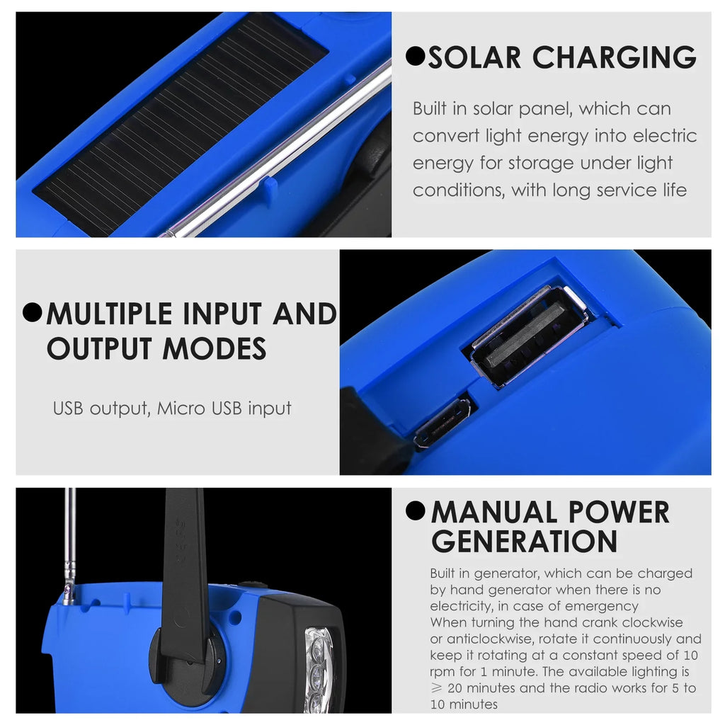 Hand Climatic Lamp Crank Climatic / Hand Bank fo Emergency Rechargeable Power Flashlight Crank Solar Cell & / Battery & Charging Emergency Operated Reading Solar Portable with