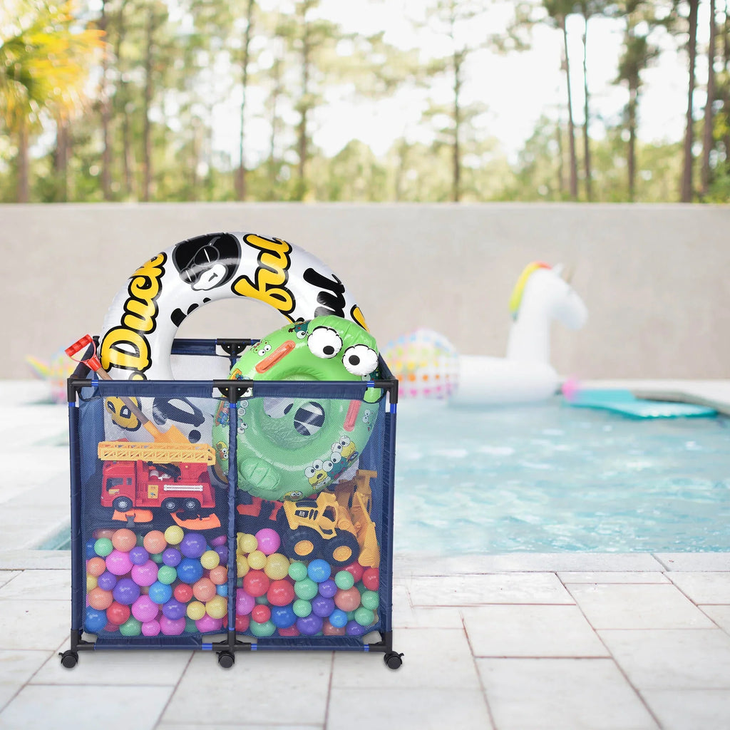 and Nylon weekends.) Storage Quickly shipping Pool Pool Toys, Air Ball To Easily The Garage(No and Roll Bin, Home on Your Basket, Floats, Storage for with Mesh Balls, Bins Dry Storage Organizer Pool