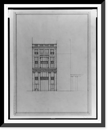 office McPherson N.W. 21-7/8" Front 15th 10, elevation], (lots x buildings Historic Washington, Saul, D.C. Square, 69 and Print, Framed Street, square 218), for [Two B.F. 17-7/8"