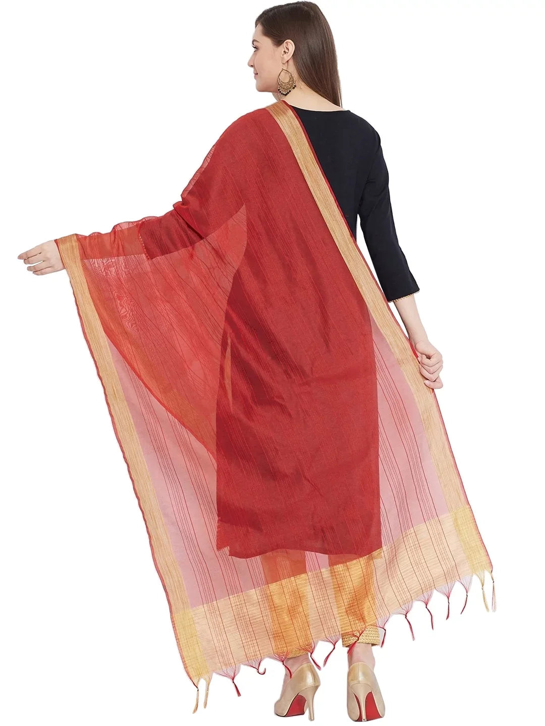 Stole, Scarf Chunni, Wrap Shawl Indian Red Woman's eloria Dupatta, Ethnic Plain