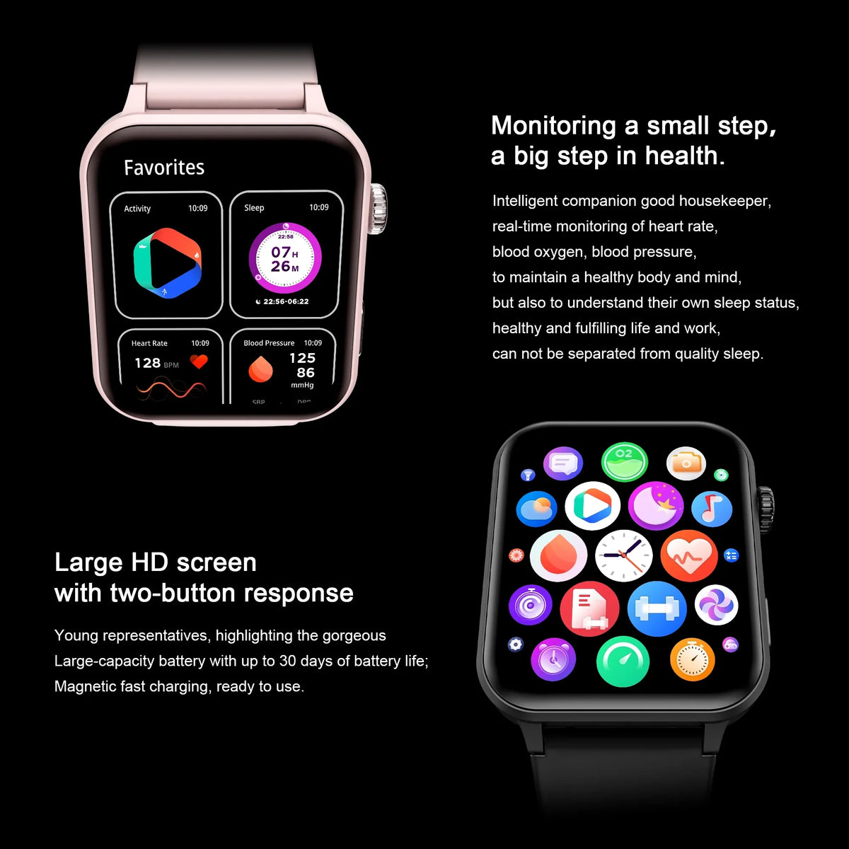 Touch 1.83" with Android Games,100+ and Smartwatch Blackview Smart iOS, Fitness Set for Moistureproof, Gifts Assistant, Watch 4 Bluetooth Call, of Romantic Sports, Voice 2 with Screen, Tracker Mini