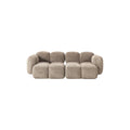 Modularer Stoffsofa in Sandfarben mit runden Formen und komfortablem Design