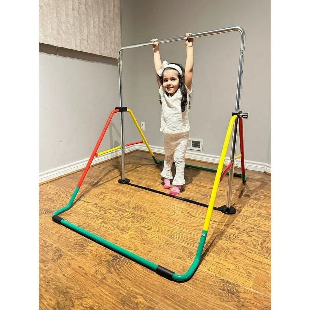 Bar Folding Bar, Adjustable Balançoire & Gymnastics - Training Home Kids Monkey Expandable (Red/Yellow)