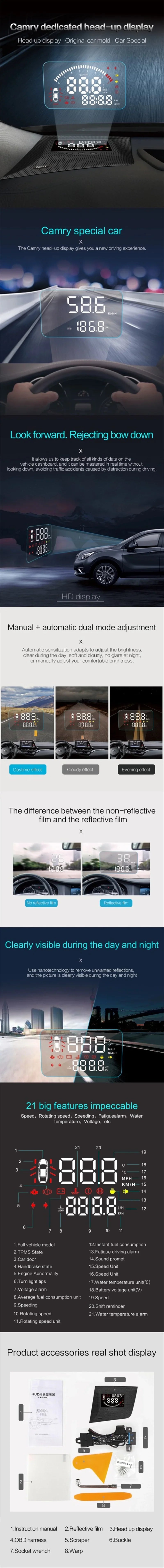 Screen Airborne computer Car Toyota C- Driving Projector drive For Display Head hand Electronic Speedometer 2018-2021 left Safe Up