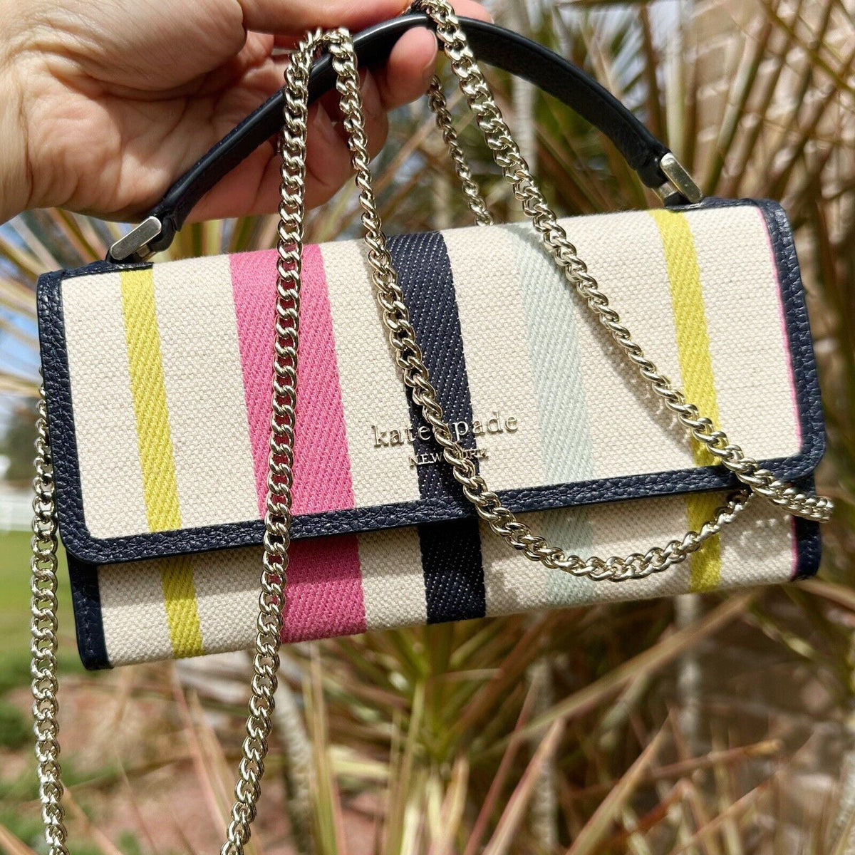 Handle Top Canvas Color Stripe Roulette Stripe Kate Spade Multi Crossbody