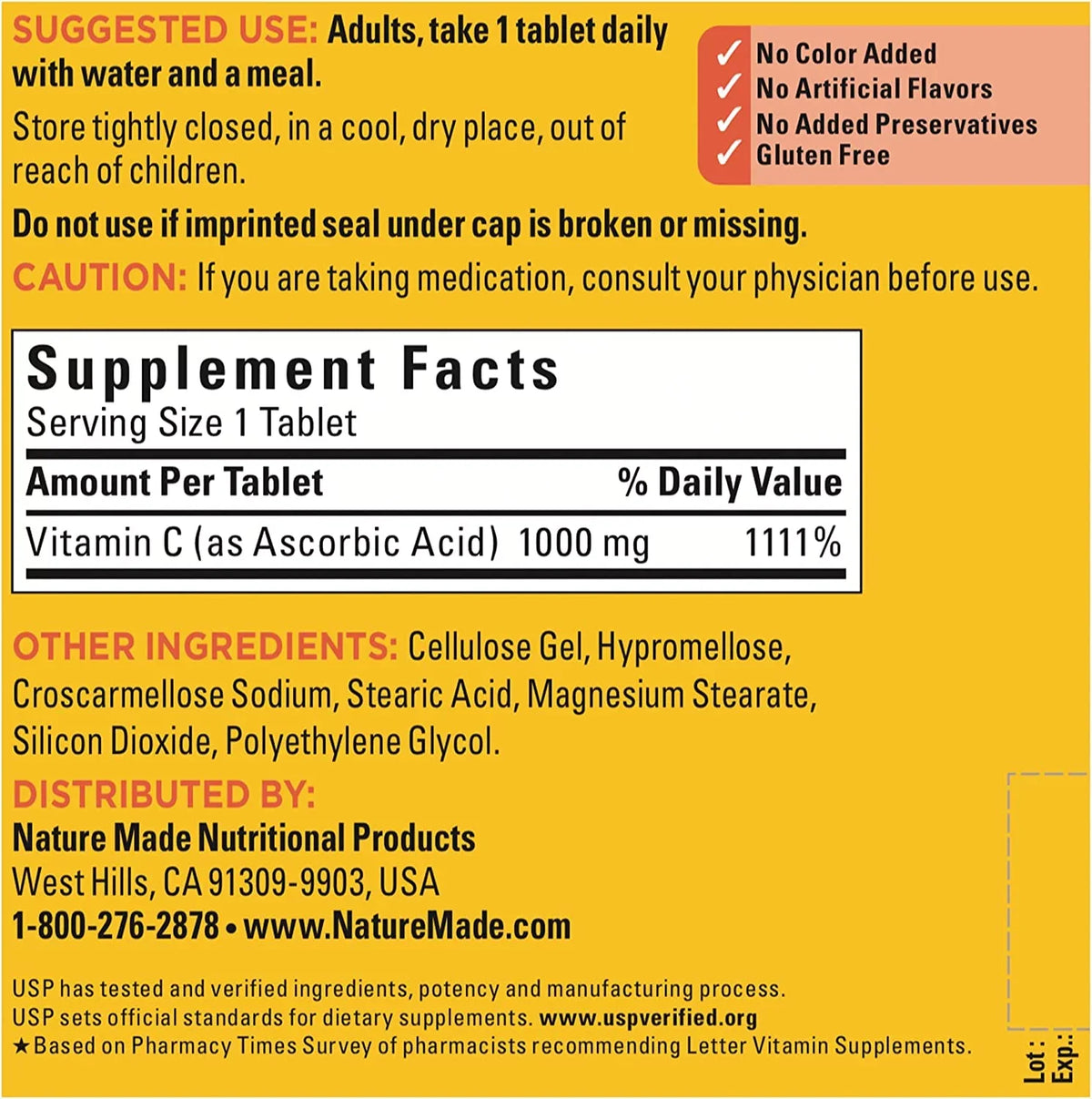 Day Immune for Vitamin 300 Nature Supplement Dietary Support, Made C 1000 Tablets, mg, Supply 300