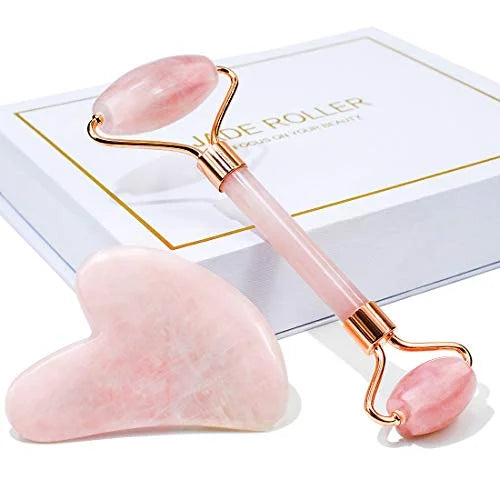 Quartz & Lines Neck, Tools, Relaxing for Gua Roller Fine Body Skin Wrinkles Care Relieve Face Massager Rose and Jade Facial Muscle Eyes, Sha, Beauty and Roller, Roller Face,