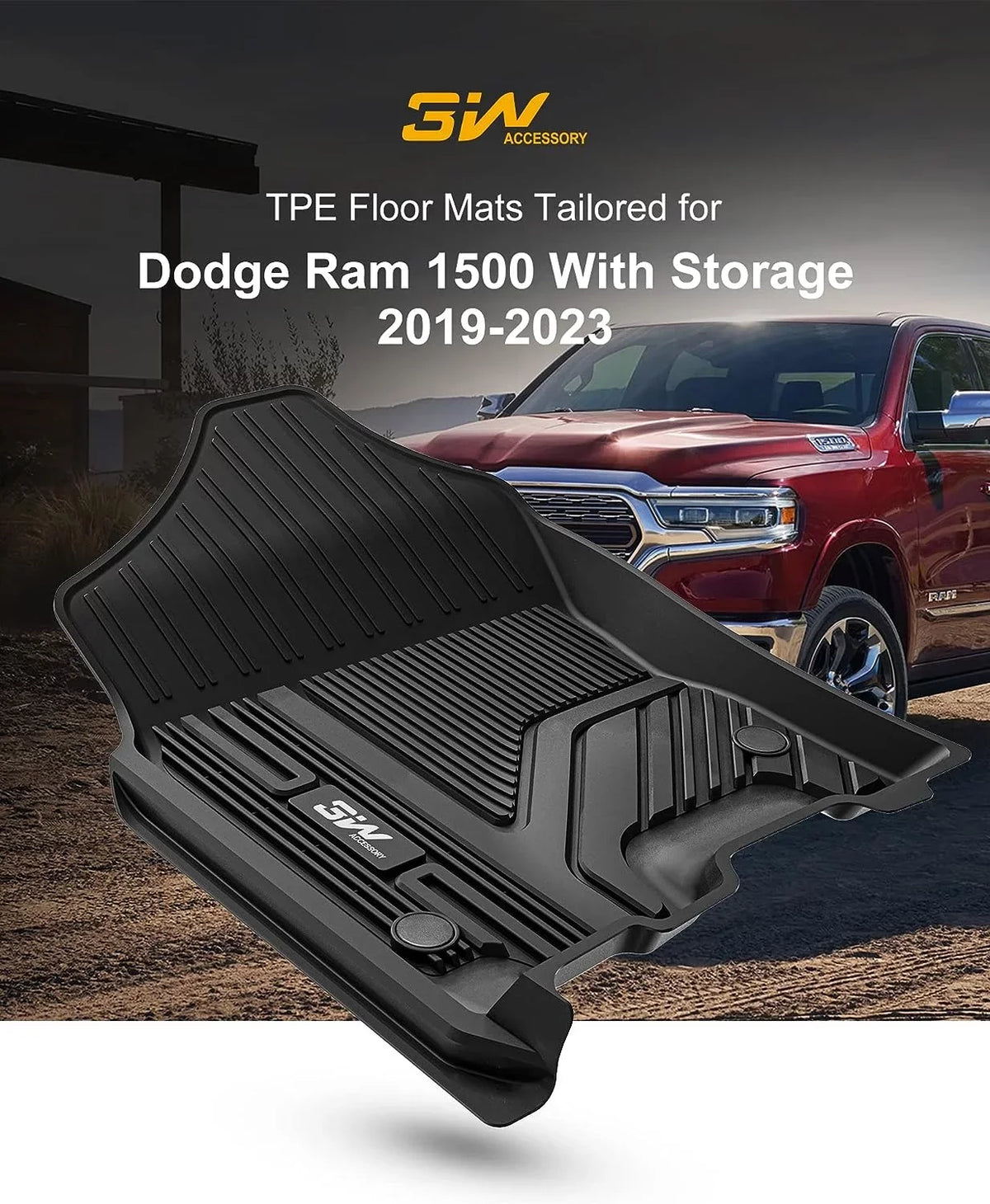Dodge Cab Seat, Full Fit Climatic Liner Set Mats Mats Car Floor 2019-2023 Factory Rear for All Floor Ram Storage 3W Bucket Car 1500 Liners Crew Under-Seat with