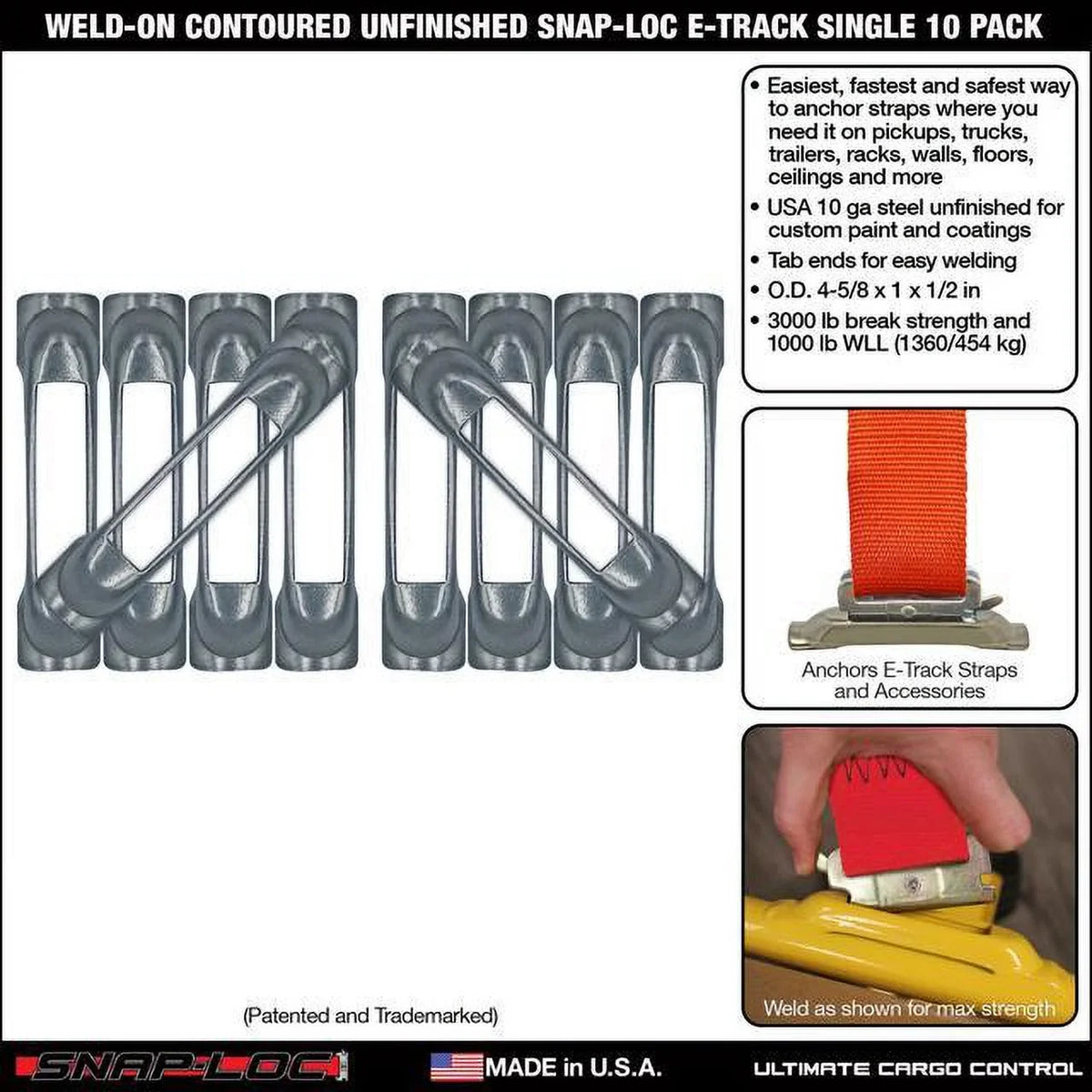 Contoured E-Track Unfinished Strap Anchor 10-Pack for Trucks, rust Tie-Down Weld-On Pickups, Single protection), (zinc Trailers - Logistic