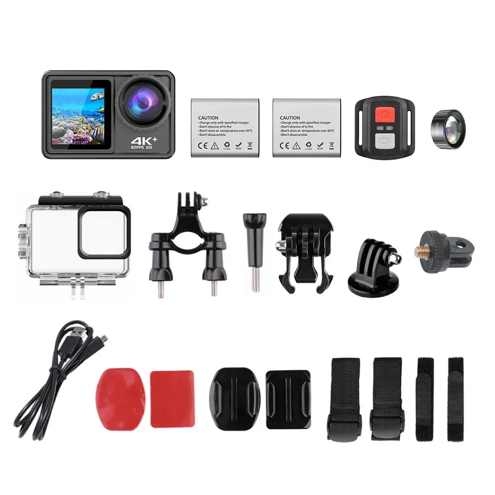 Macro Dual Remote 4K Screen Lens 24MP Wide Screen Moistureproof WiFi Sports 40m with 170° Inch Angle GoolRC Sport for 2.0 Control
