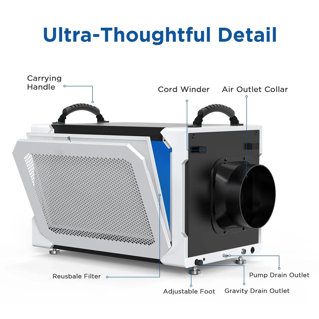 5-Year Moiswell Spaces, 235 Pump for Sites Perfect and Efficient - Dehumidifier Basements, and Included Job Warranty - Drain Hose, Commercial Crawl Pints Areas, Industrial