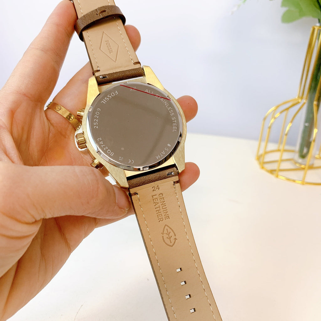 Watch Fossil Leather Brox Medium BQ2742 Multifunction Brown