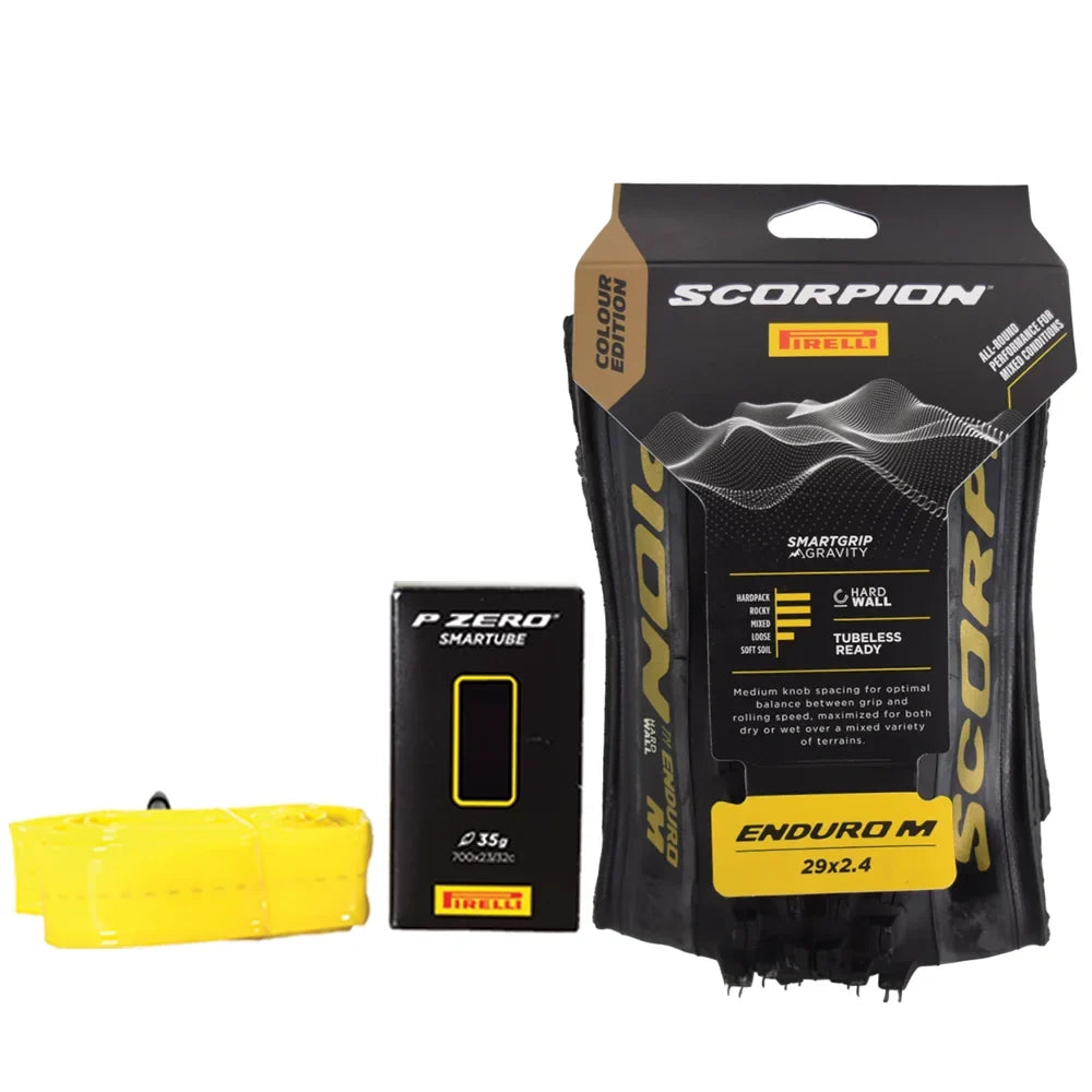 Tire Mountain Tire Edition Racing, Scorpion Enduro Gold for + High-Performance 23/32-622 SmarTUBE Riding and 29x2.4 Pirelli Color Trail M - Bicycle Enduro Tubeless Tear-Defensive