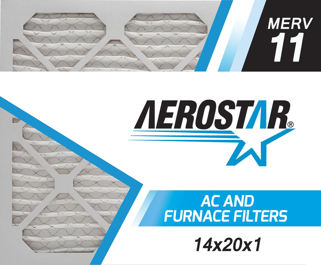 Aerostar Pleated Filter, Filter, 14x20x1 Pack 11 Furnace Air 2 Air