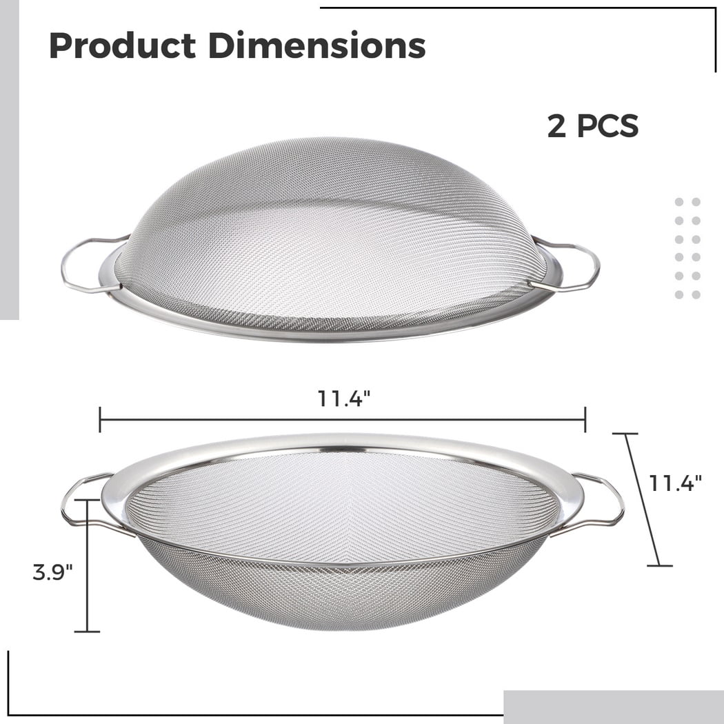Stainless Strainer 11.4” 250μm for Paint, for Paint Ultra Paint Fine Honey, Filters Strainers, Ink, Latex, Seeds Filters Impurity 5 Mesh Paint Gallon Steel Meshes, 2PCS Buckets, Tiny