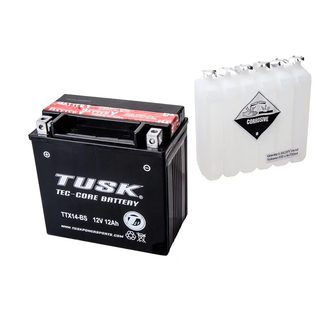 Maintenance-Free Battery For with Tec-Core Tusk Acid () TTX14BS F800ST 2007-2010
