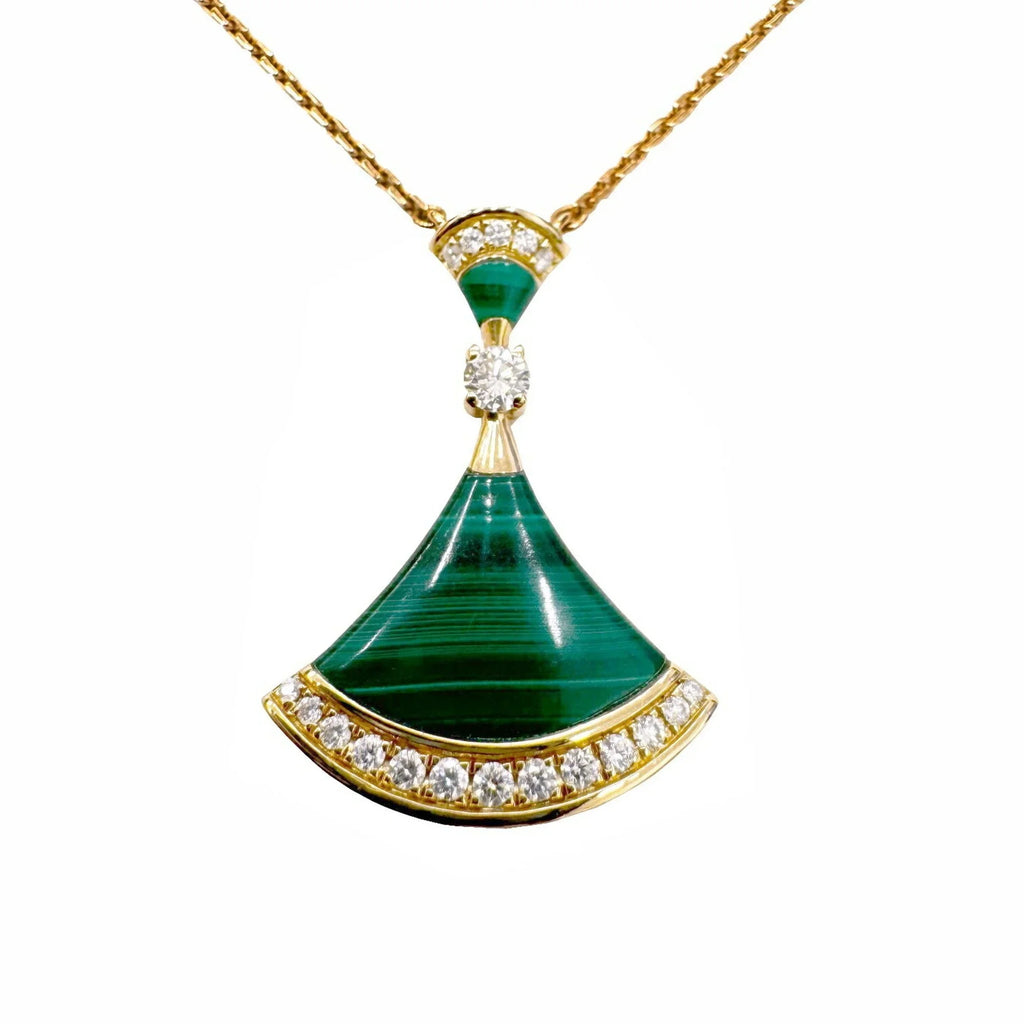 Malachite D0.28ct Pendant Gold Ladies 7.3g Pre-Owned Pink Diamond (Good) Bvlgari K18PG Dream Necklace Diva