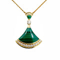 Malachite D0.28ct Pendant Gold Ladies 7.3g Pre-Owned Pink Diamond (Good) Bvlgari K18PG Dream Necklace Diva