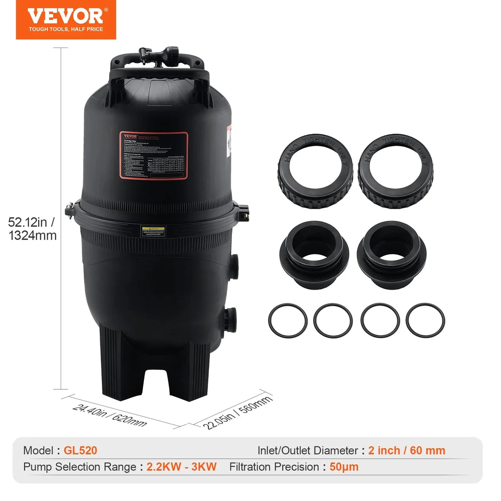 Cartridge Filtration Pool In/Above Pool Swimming 525Sq.Ft Filter Ground