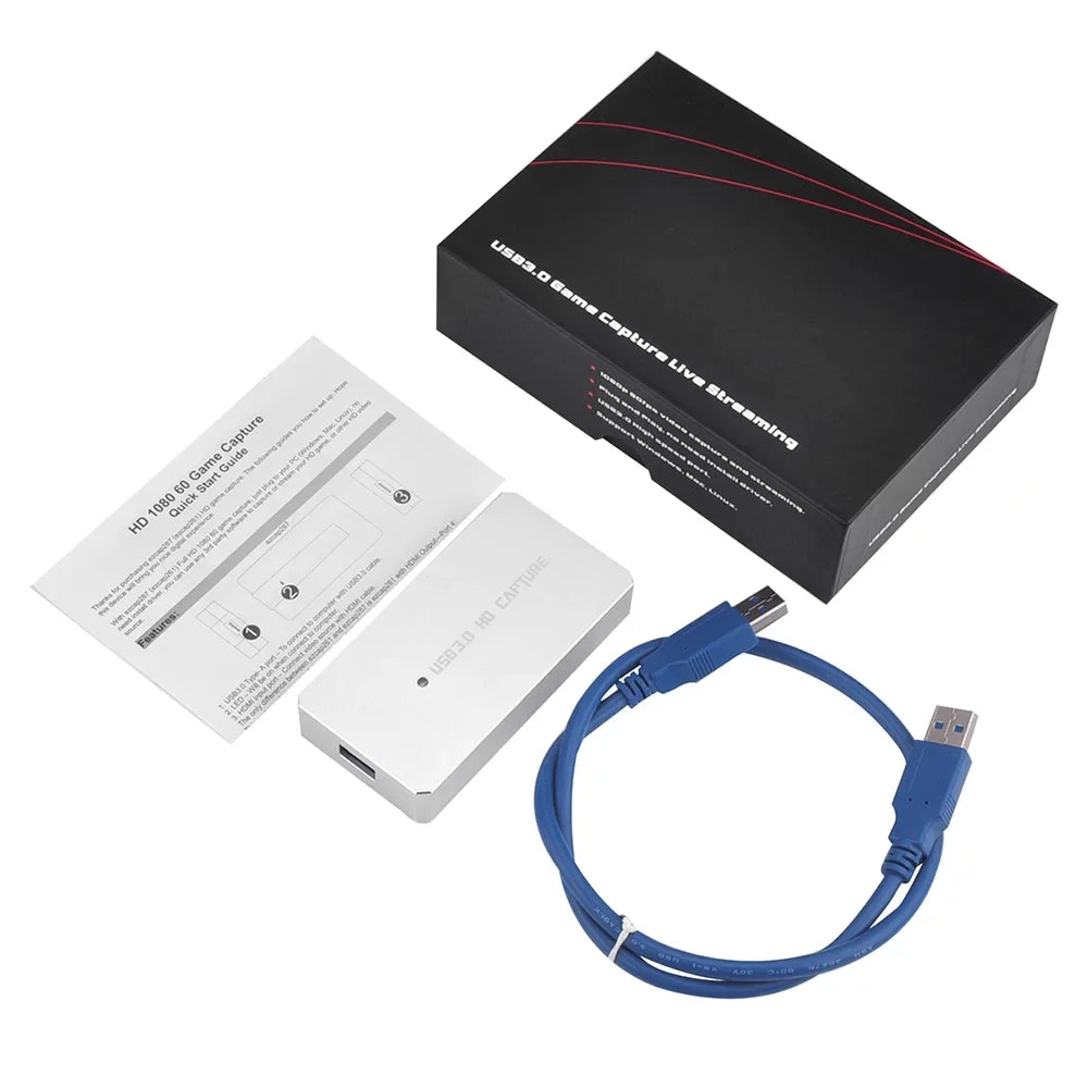Silver for Live PS3 Plug Converter ezcap287P Card Video Capture One Streaming Play Game Recorder and U 3.0 1080P