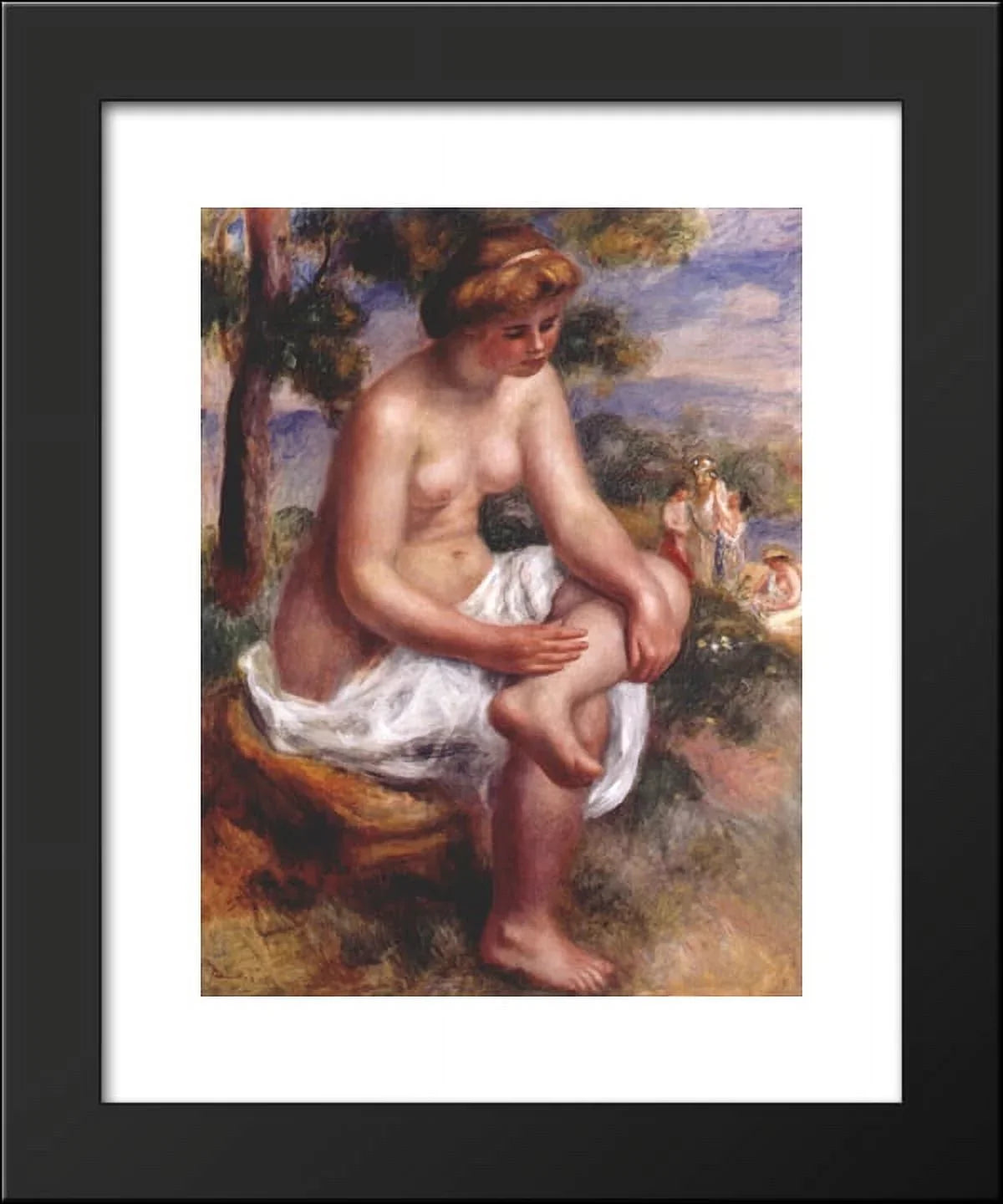 in Framed Auguste Art a landscape bather Print Seated Renoir, by 20x24 Pierre