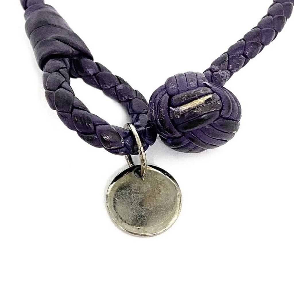 Purple,Silver Charm (Fair) Ec-14203 Pre-Owned Veneta Bottega Leather Bracelet