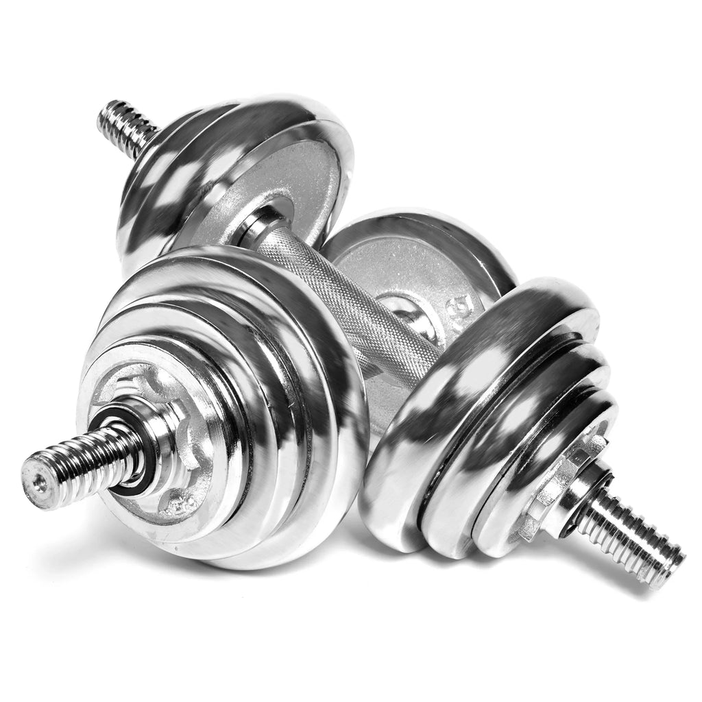 Household Weight Fitness Dumbbells Silver 66LB Dumbbell Gym Adjustable for Exercise, Set Barbells Detachable
