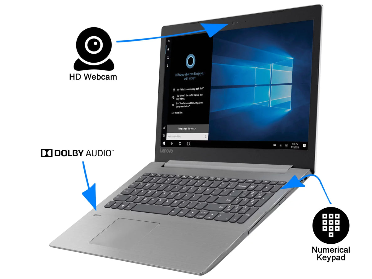 , Windows , Display, IdeaPad , 2.6GHz, Keyboard, Upto N4000 15.6" Intel Notebook, Celeron 330 Reader, 8GB Pro Card Wi-Fi, 10 512GB Bluetooth, , Lenovo