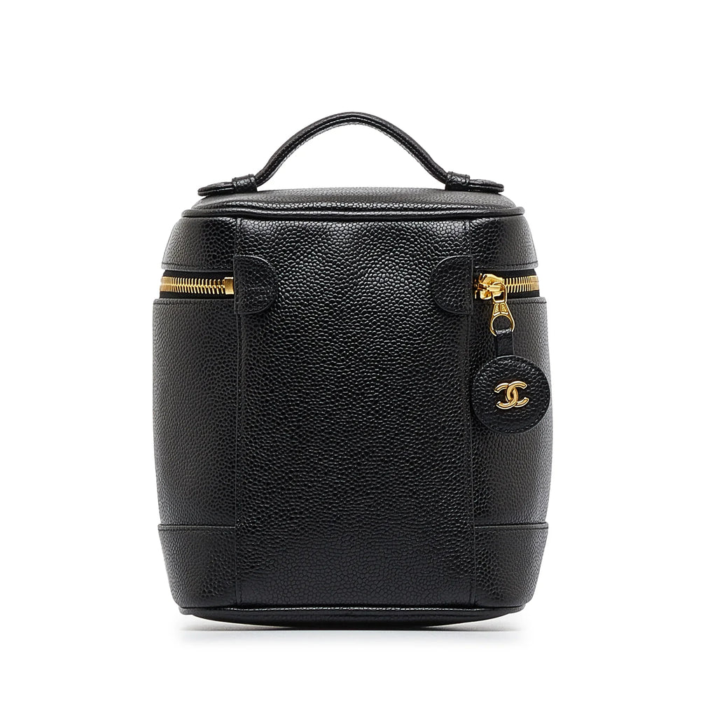 Bag Pre-Owned Caviar Unisex Vanity Leather (Good) Black Chanel Authenticated