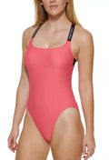 Deep Klein Swimsuit, Criss-Cross One-Piece Calvin U-Back Logo X-Large