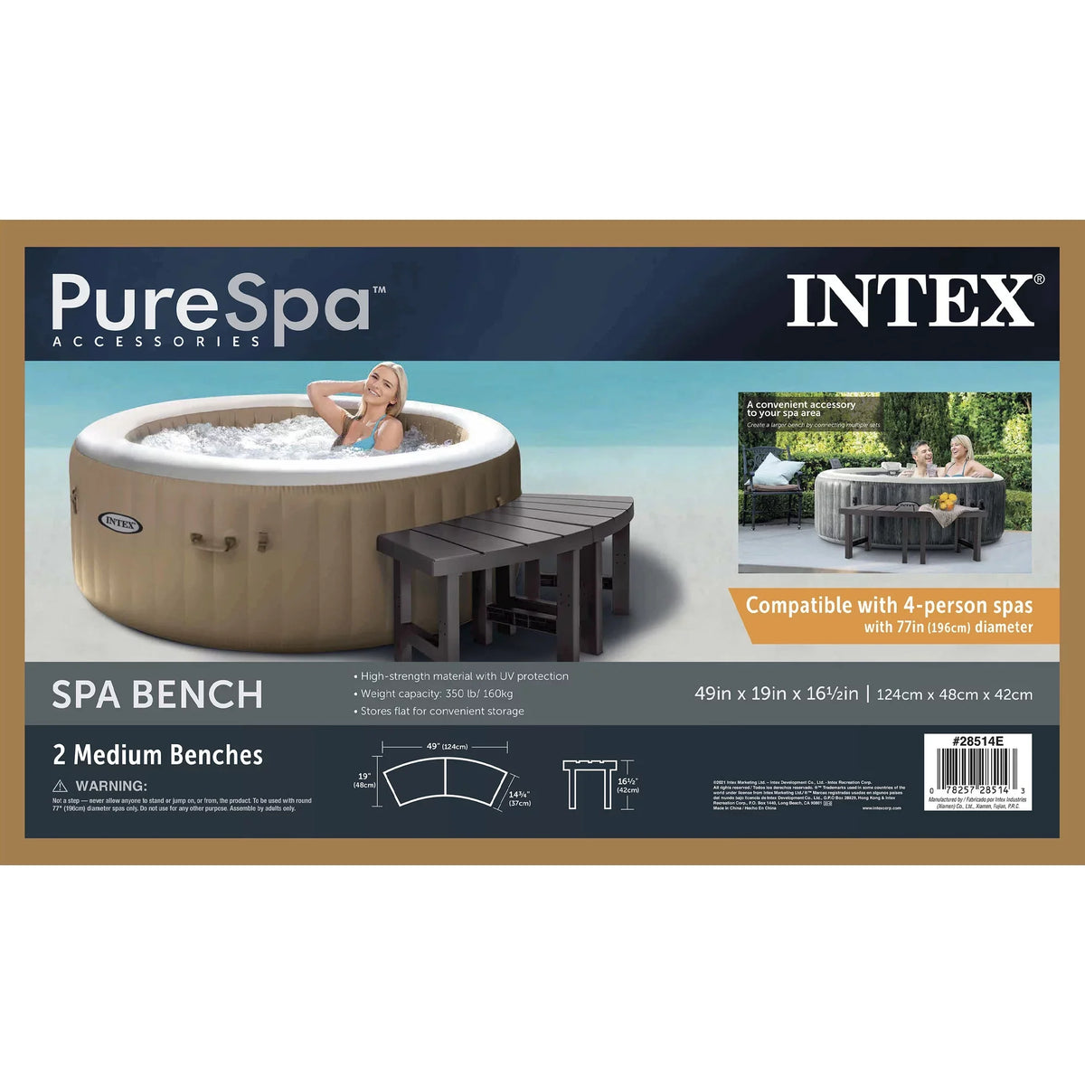Fits w/ PureSpa Intex Person 2 4 Spas Benches, Medium Accessories