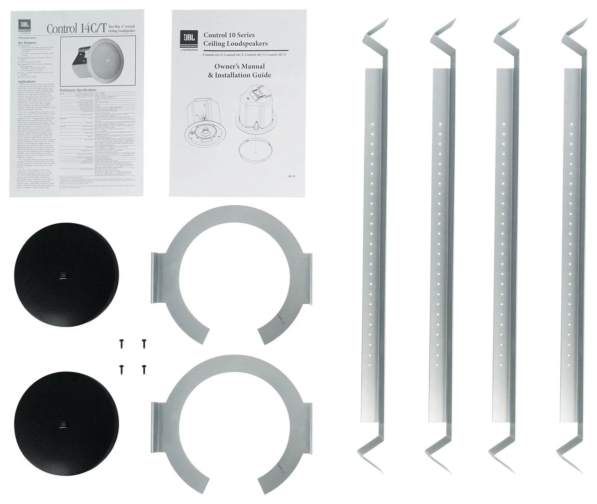 14C/T- Black In-Ceiling 25w 70v 4" Speakers+Amplifier (4)