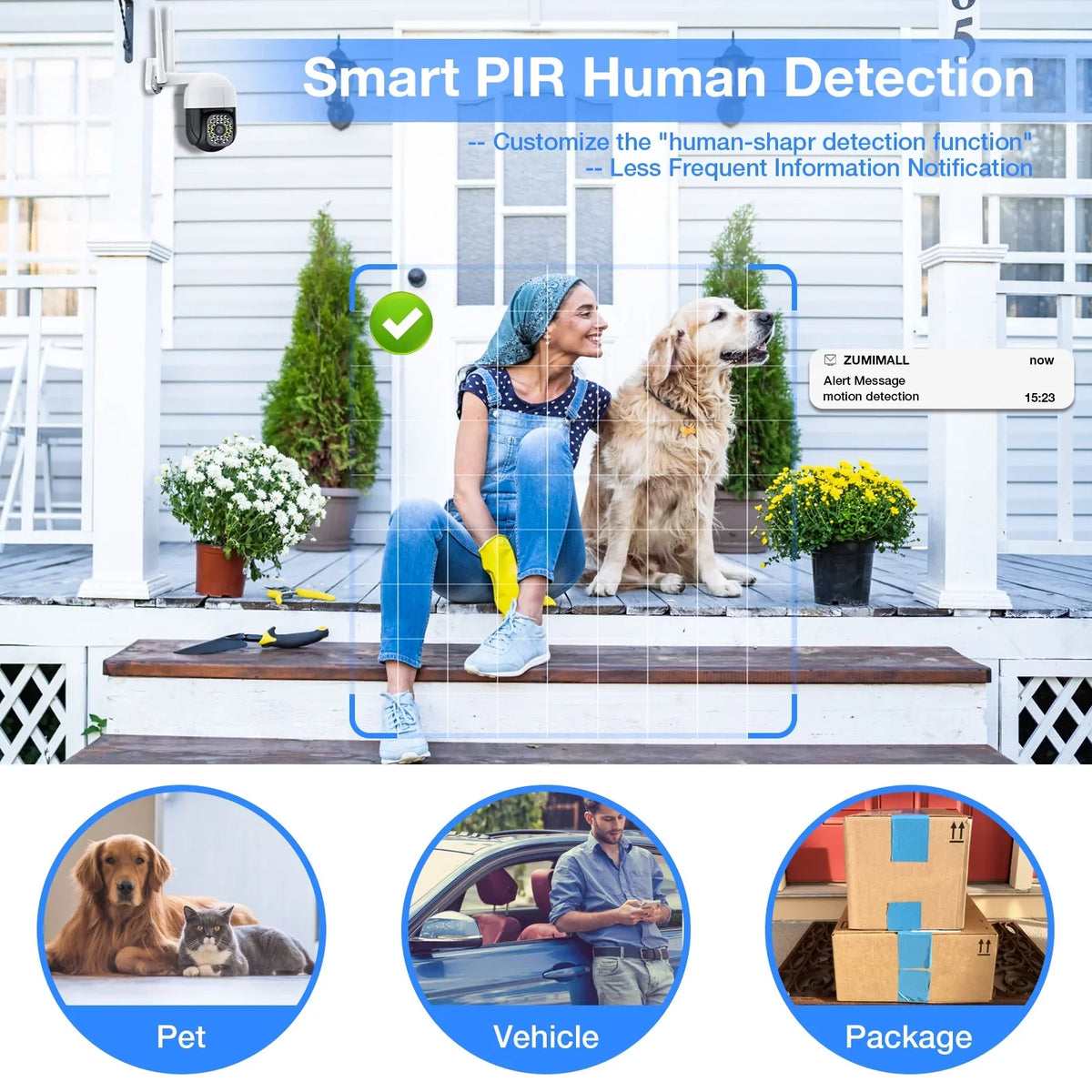 Door Audio 360° 2 Home WiFi, Siren, Cameras Color Motion WiFi Plug in) Camera View, Vision Outdoor Camera, 2K with Security (2.4Ghz Way Night Detection, Full Camera
